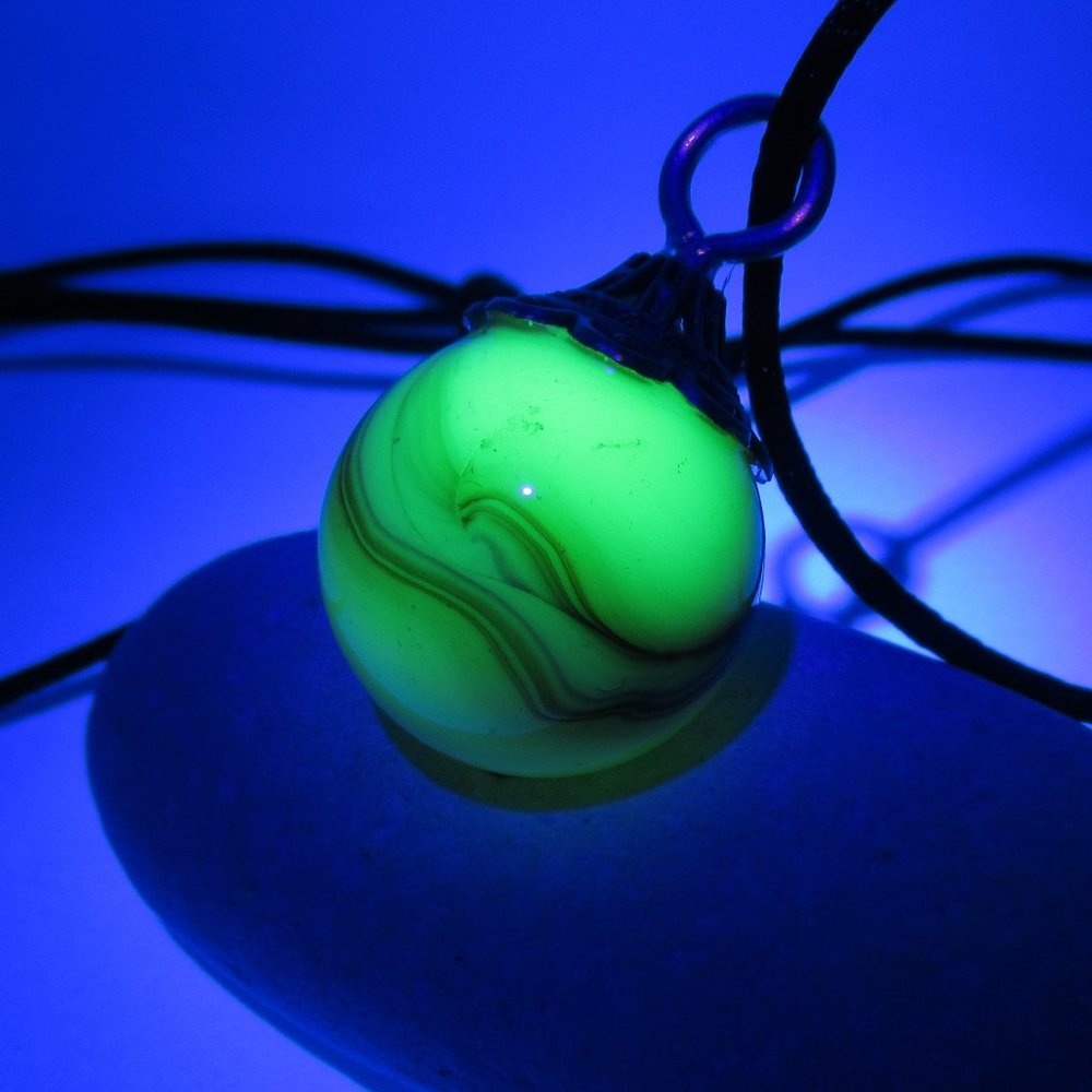 Uranium glass marble pendant